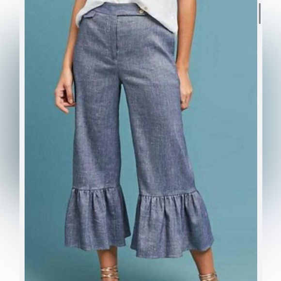 Ett twa Anthropologie chambray denim trouser - Picture 2 of 5